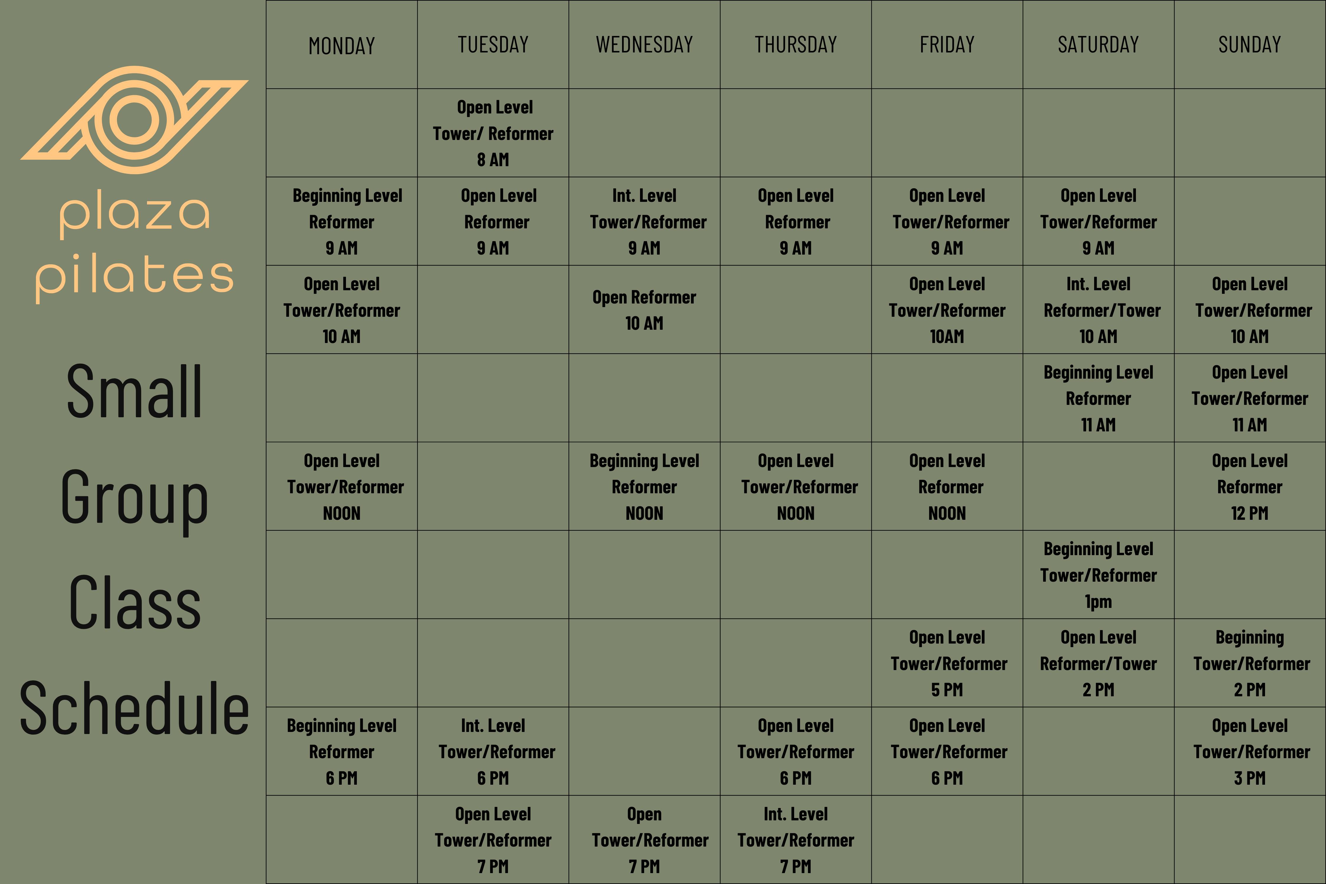 Plaza Pilates NYC Class Schedule February 2024