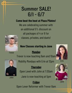 Summer pilates classes at Plaza Pilate in New York City