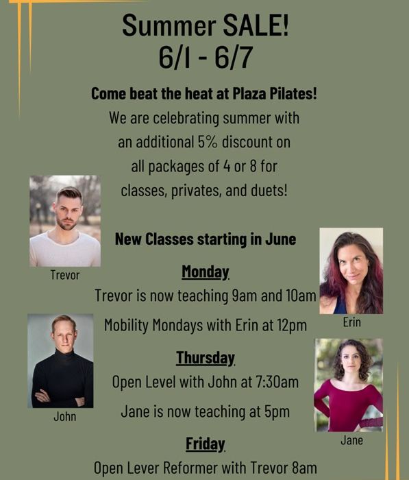 New Pilates Classes Starting in June!